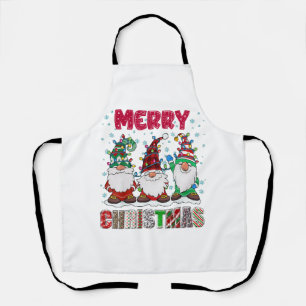 Delantal Feliz Navidad Familia Gnomo Divertido Árbol de Nav