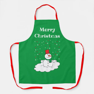 Delantal Feliz navidad familia Snowman Snowflets Green