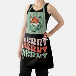 Delantal Feliz Navidad Funny Elf verde y mamá negra