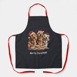 Delantal Feliz Navidad Golden Retriever Dogs Baking