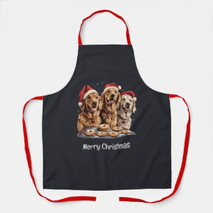 Delantal Feliz Navidad Golden Retriever Dogs Baking