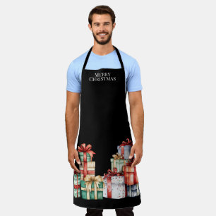 Delantal Feliz Navidad, grandes regalos de Navidad envuelto