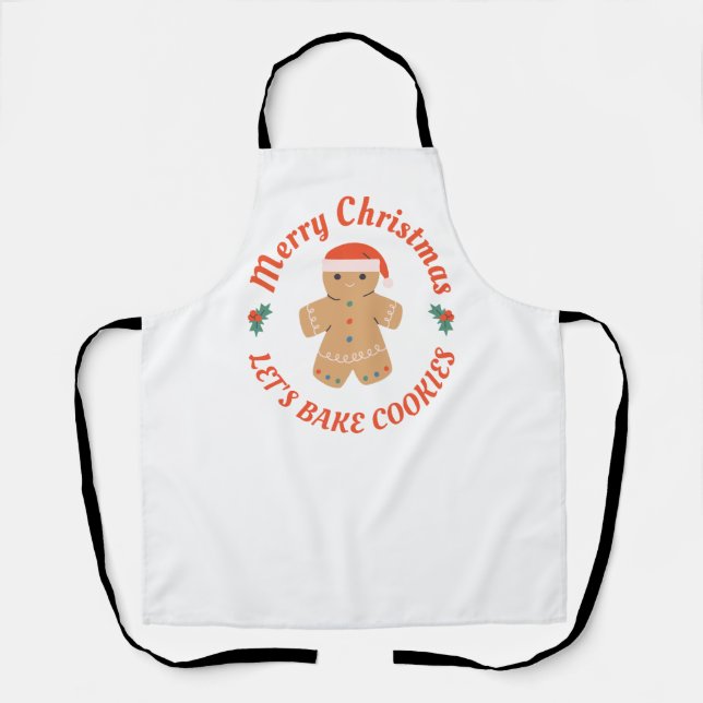 Delantal Feliz Navidad Hagamos galletas con pan de jengibre (Anverso)