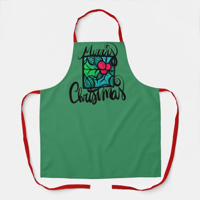 Delantal Feliz Navidad Holly (Anverso)