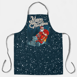 Delantal Feliz Navidad Hotrod Funny Car Santa Claus