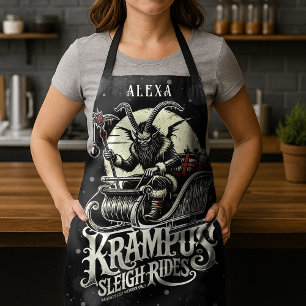 Delantal Feliz Navidad Krampus Paseos en Trineo de Krampus