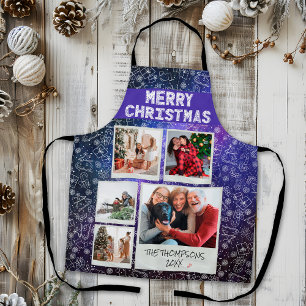 Delantal Feliz Navidad Noche Estrellada 5 Foto Regalo Famil