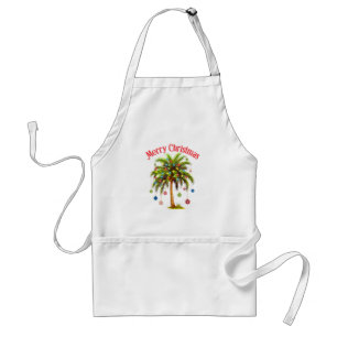 Delantal Feliz Navidad Palm Tree Light Tropical Hawaiano
