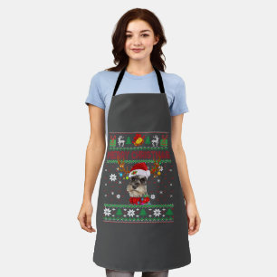 Delantal Feliz Navidad Perro feo Schnauzer Santa Hat