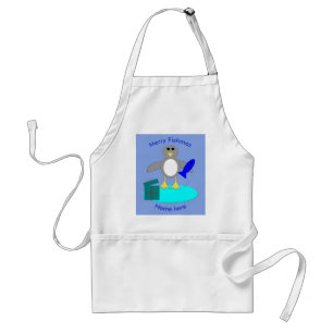 Delantal Feliz Navidad Pesca Apron de Cocina Pingüino