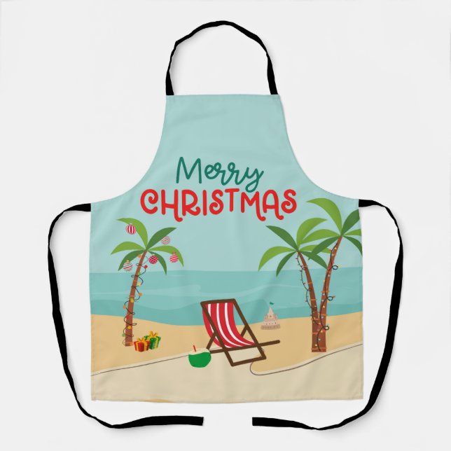 Delantal Feliz Navidad Playa  (Anverso)