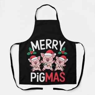 Delantal Feliz Navidad Porcina Cerdo Santa Sombrero Acebo L