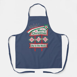 Delantal Feliz Navidad Retro Marquee - Alegría al mundo