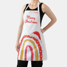 Delantal Feliz Navidad Santa Hat Rainbow Personalizado
