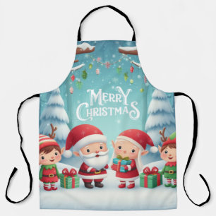 Delantal Feliz Navidad/santa/nieve de elfos