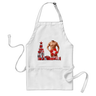 Delantal Feliz Navidad SlipperyJoe regalo rojo blanco plate