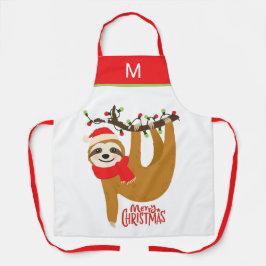 Delantal Feliz Navidad Sloth Holidays Diversión moderna