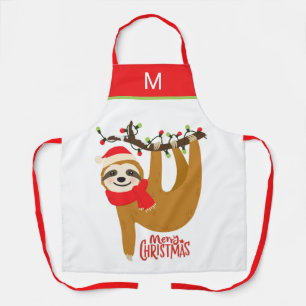 Delantal Feliz Navidad Sloth Holidays Diversión moderna
