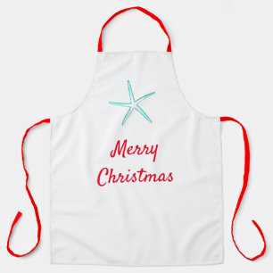 Delantal Feliz Navidad Verde azulado Rojo Azul Starfish Reg