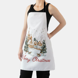 Delantal Feliz Navidad Viejo Ilustracion de Navidad Vintage