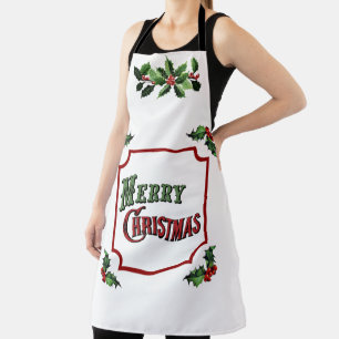 Delantal Feliz Navidad y Holly