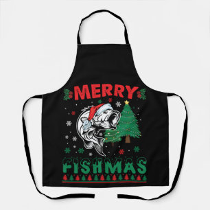 Delantal Feliz Pescado de Navidad Papá Pescador de Navidad