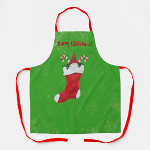 Delantal Feliz Regalo con barba navideño en verde aletargad