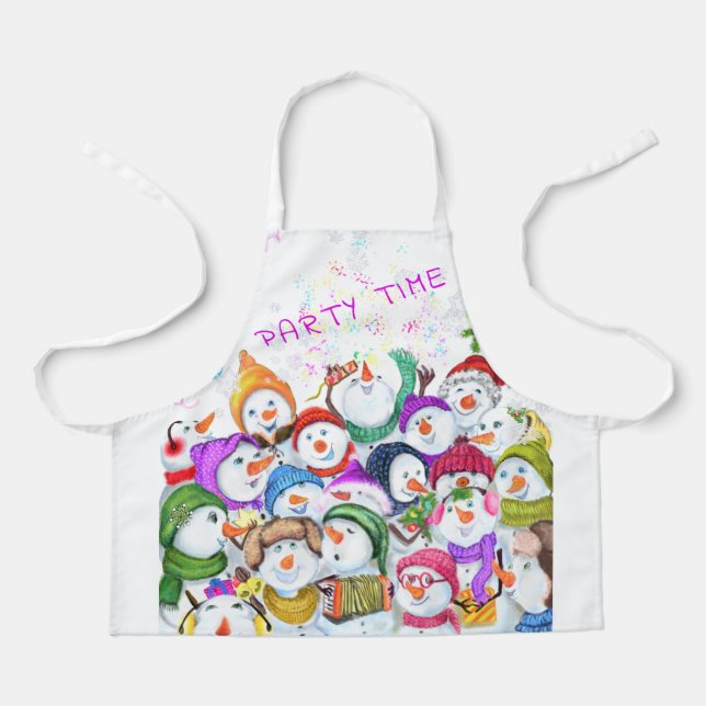 Delantal Feliz regalo de Apron navideño a los Snowmans (Anverso)