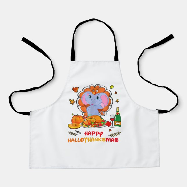 Delantal Feliz regalo de regalo para Elephant Bebiendo vino (Anverso)
