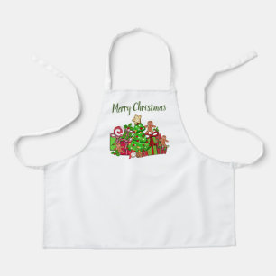 Delantal Feliz Regalos de Navidad Alrededor Del Árbol