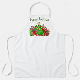 Delantal Feliz Regalos de Navidad Alrededor Del Árbol