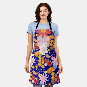 Delantal Feliz Rosh Hashanah Patrón floral de Año Nuevo jud