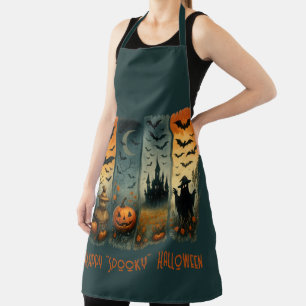 Delantal Feliz "Spooky Spooky" Bate de la Calabaza de Hallo