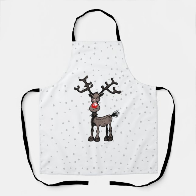 Delantal Feliz Stressmas con Rudolph (Anverso)