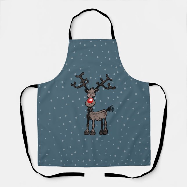 Delantal Feliz Stressmas con Rudolph (Anverso)