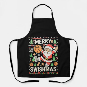 Delantal Feliz Swishmas Feo Baloncesto de Navidad Santa
