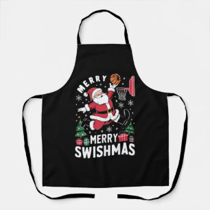 Delantal Feliz Swishmas Navidad Santa Jugando Baloncesto 