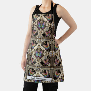 Delantal femenino de mariposa arcoíris Art Deco es