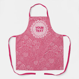 Delantal Femenino Rosa Fruta Fresa Cereza Moderno.