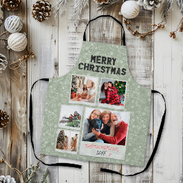 Delantal Ferry Christmas Green Doodles 5 Photo Family Gift