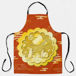 Delantal Festival de Otoño de Otoño Mooncake Moon Rabbit