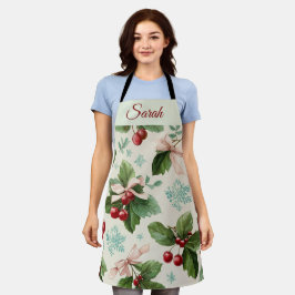Delantal Festive Christmas Design Personalized Name Apron
