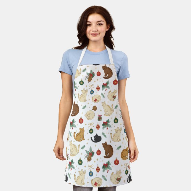 Delantal Festive Feline Christmas Pattern Apron (Gastado)