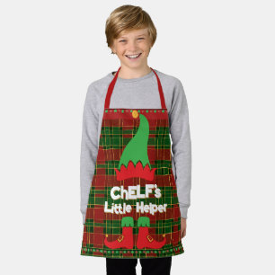 Delantal Festividad Chef Elf Little Helper Red Green Tartán