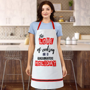 Delantal Festividad de amor de la cocina roja y negra duran