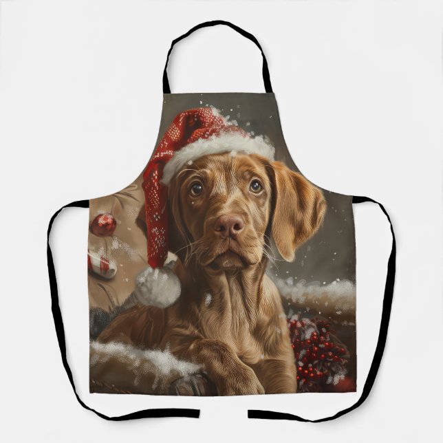 Delantal Festividad de los Navidades de perro de Vizsla (Anverso)