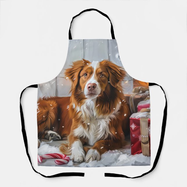 Delantal Festividad de los Navidades de perros Toller en Nu (Anverso)