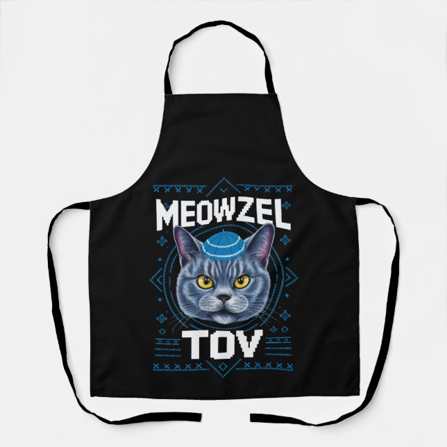 Delantal Festividad judía de Meowzel Tov Hanukkah (Anverso)