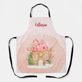 Delantal Festividad navideña de la casa de los panes rosado