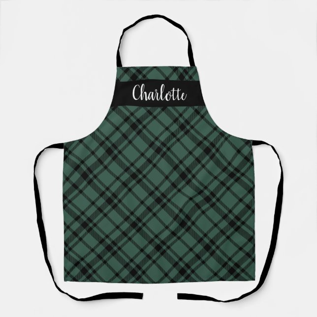 Delantal Festividad personalizada de Green Scottish Tartan  (Anverso)
